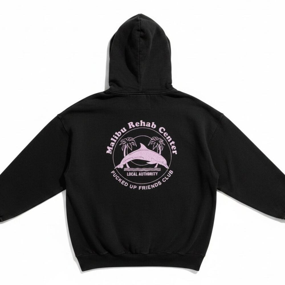 Local Authority Men's XXL Malibu Rehab Center F**ked Up Friends Dolphin Hoodie